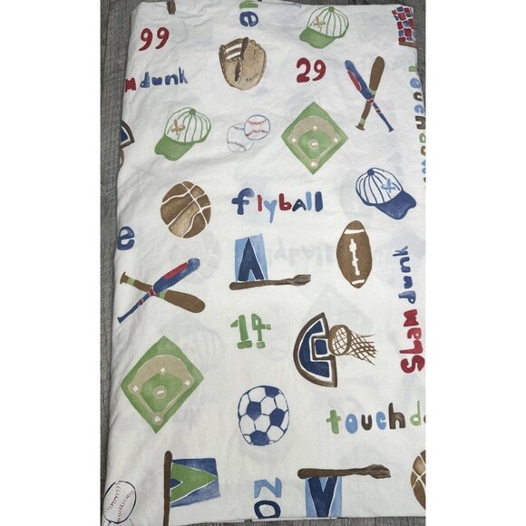 Pottery Barn Other - Pottery Barn Kids Sports Twin Flat Sheet Football Soccer Basketball Cotton 2013